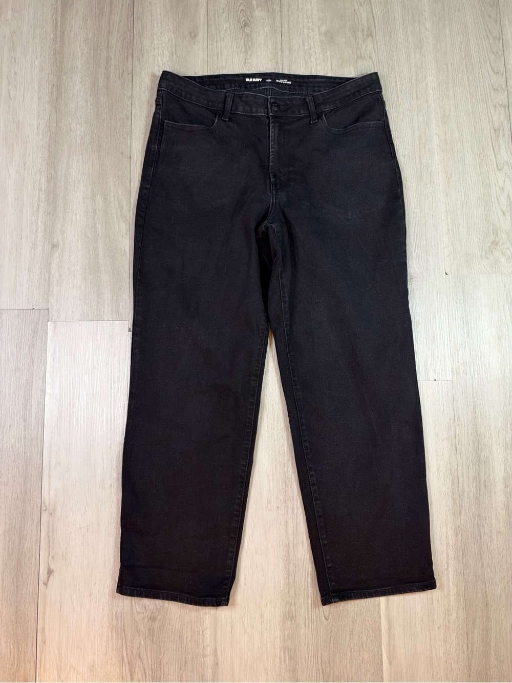 Old Navy Wow Loose High Rise Black Denim Jeans Womens Size 14 Short